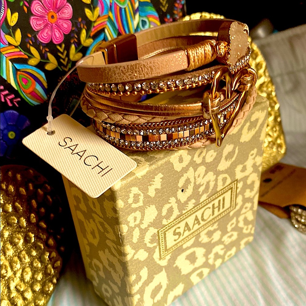 SAACHI- NWT-Gold and Brown Women's Bracelet& FREE 🎁 - Picture 10 of 10